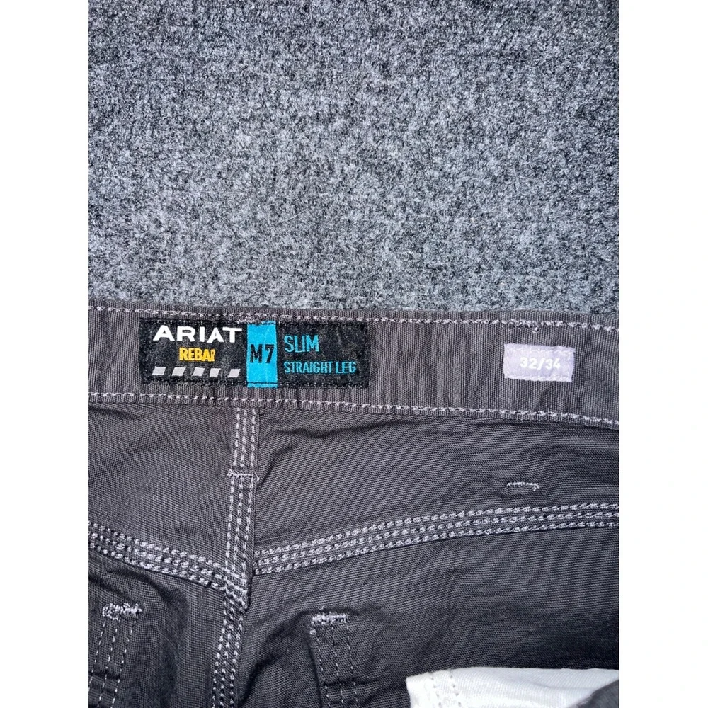 Ariat Rebar M7 Slim Straight Leg Work Pants Gray Canvas 32x34